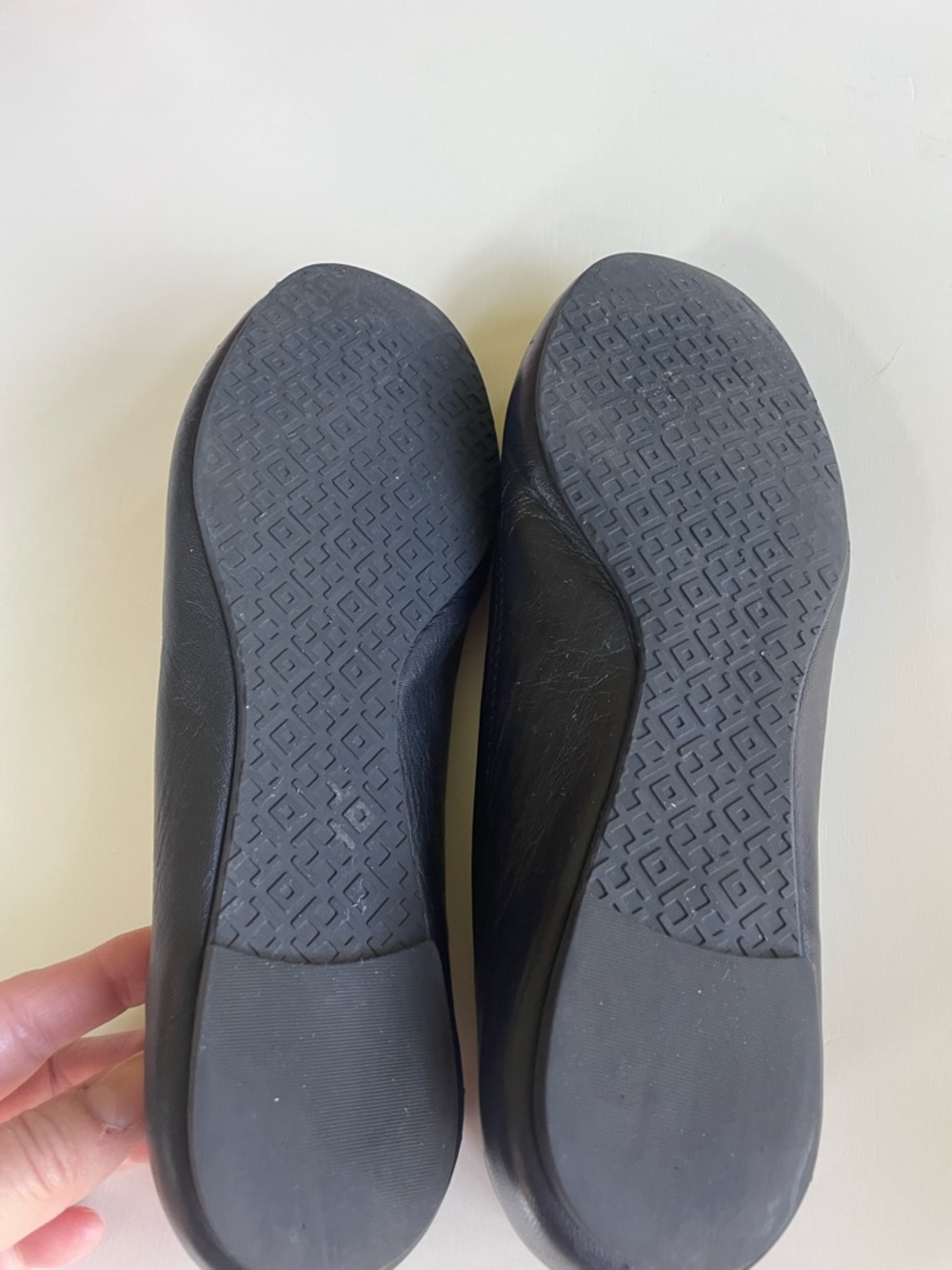 Tory Burch Black Leather Ballet Flats with Gold Logo Medallion - Picture 8 of 13